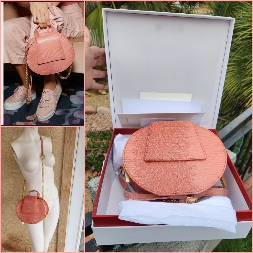 Hammitt Gregory Tile‎ Blush Brush Gold Cross Body Bag Pink